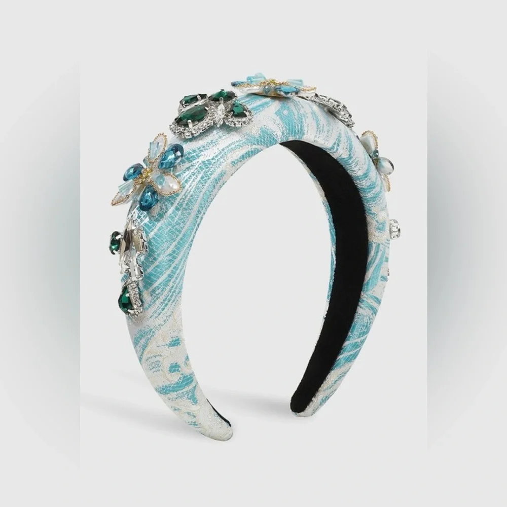 Baroque Rhinestone Flower Padded Headband
